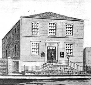 A drawing of the Zion Bible Christian Chapel in Catherine Street, Plymouth