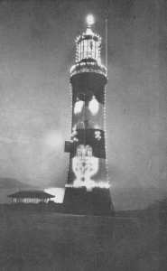 The illumination of Smeaton's Tower in 1933